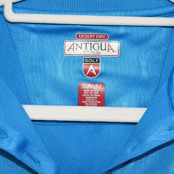 ANTIGUA Golf Women's Metallic Accent Polo Style Top Size Medium Sky Blue - Picture 3 of 8